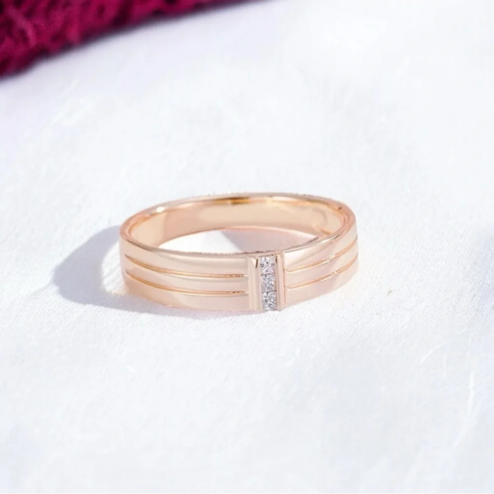 NEW 585 Rose Gold-Plated Multi-Band Fused Ring With Cubic Zirconia Accents